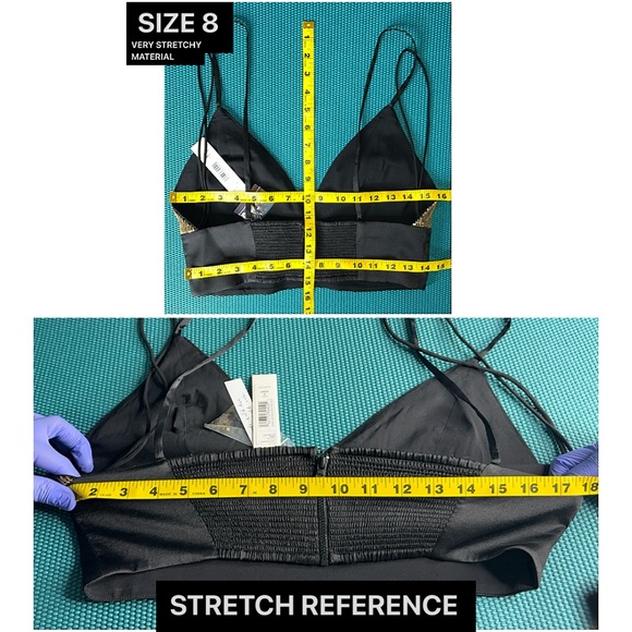 Alice + Olivia Carli Sequined Embellished Gold Bronze Black Bra Crop Top - Picture 13 of 17